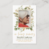 100xバジェット緑の写真悔やみや弔慰葬儀祈りの言葉 名刺 (正面)