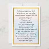 100xピンクエレガント金ゴールドフォト祈りの言葉メモリアルカード 招待状 (裏面)