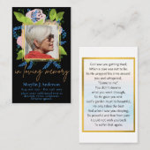 100xブルーかわいらしフローラフォト祈りの言葉メモリアルカード 名刺 (正面/裏面)