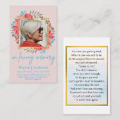 100xブルーピーチフローラ写真祈りの言葉メモリアルカード 名刺 (正面/裏面)