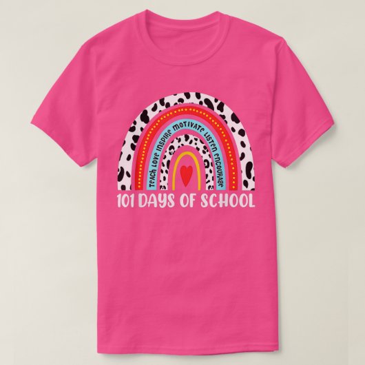 101おもしろい日のスクールドッグ恋人ヒョウ虹 Tシャツ (デザイン正面)