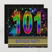 101回目の誕生日パーティーの招待（バブル） 招待状 (正面/裏面)