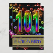 101回目の誕生日パーティーの招待(バブル) 招待状 (正面/裏面)