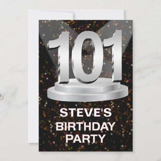101回誕生日パーティーの招待状の名前の追加 招待状 (正面)