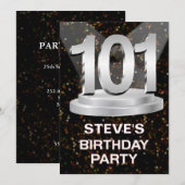 101回誕生日パーティーの招待状の名前の追加 招待状 (正面/裏面)