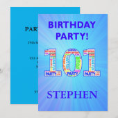 101回誕生日パーティーの招待状の名前の追加 招待状 (正面/裏面)