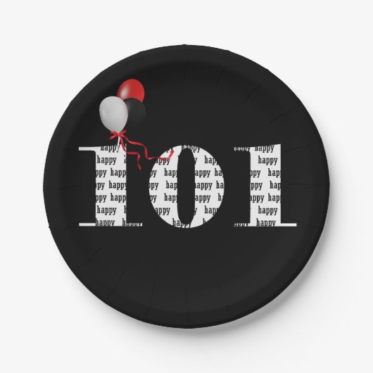 101回誕生日パーティー風船 ペーパープレート (正面)