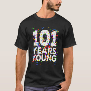 101年おもしろい若い幸せ101番目の誕生日メンズウォム Tシャツ