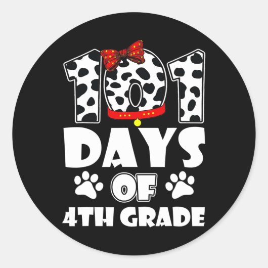 101日スクール4年生ドッグ100日スツ ラウンドシール (正面)