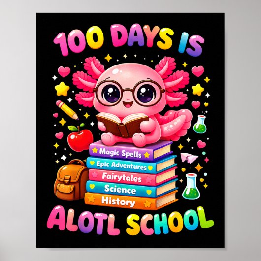 101日目の学校 ウーパールーパー 可愛い 子供 先生 パーティー ポスター (正面)