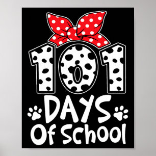 101日間の学校生活が楽しみなかわいい犬 100日目おめでとう学生 ポスター