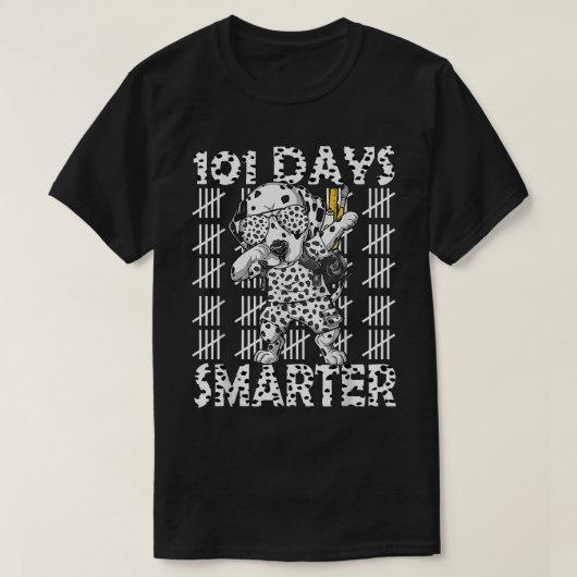 101日間の学校 ダルメシアン犬 100日賢くなる Tシャツ (デザイン正面)