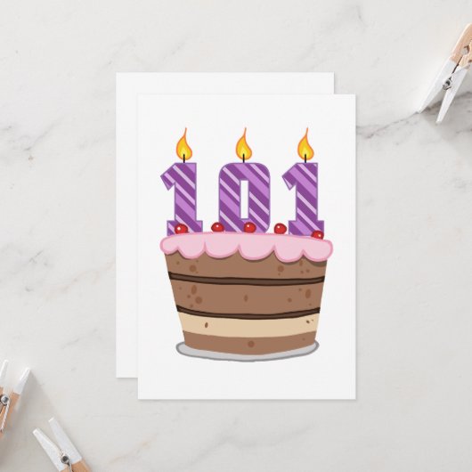 101歳お誕生日ケーキ カード (正面/裏面インサイチュ)