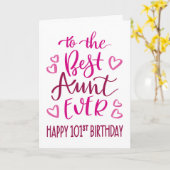 101歳のお誕生日おめでとう Aunt Typography ピンク カード (黄色い花)