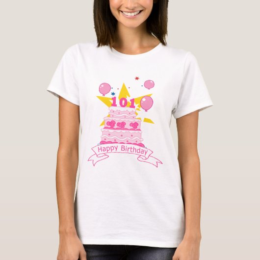 101歳のお誕生日ケーキ Tシャツ (正面)