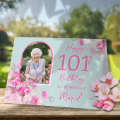 101歳の誕生日カード フローラル+シングルフォト カード