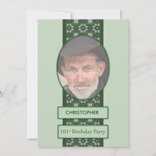 101歳の誕生日パーティー招待状 画像を追加して 招待状 (正面)