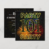 101歳の誕生日パーティー招待状 花火付き 招待状 (正面/裏面)