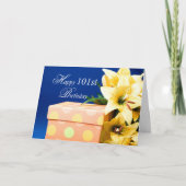 101歳の誕生日プレゼントおよびユリ カード (正面)