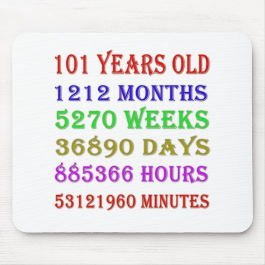 101番目の誕生日マイルストーン マウスパッド (正面)