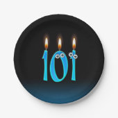 101番目の誕生日（ろうそく火の付いた数字） ペーパープレート (正面)