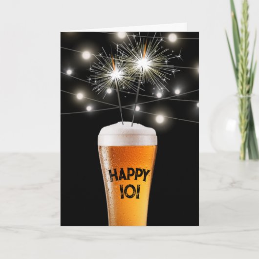 101誕生日スパーカー入りビールグラス カード (正面)