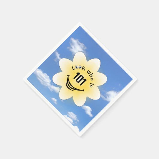 101誕生日夏の太陽の光と雲 スタンダードカクテルナプキン (角)