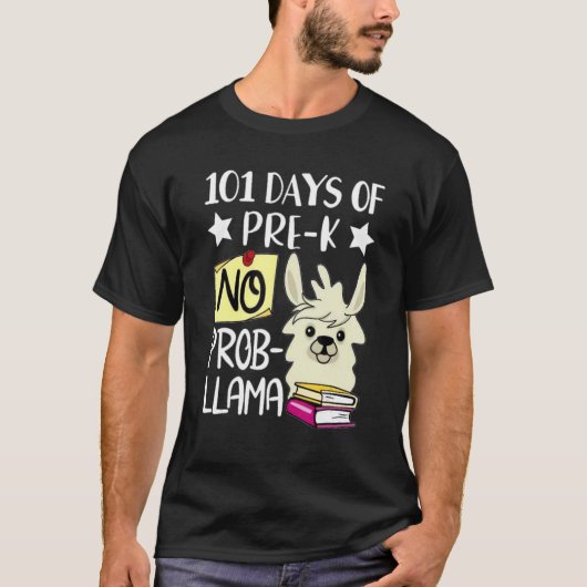 101 Days Of Pre-K No Prob Llama 101 Days Of School Tシャツ (正面)