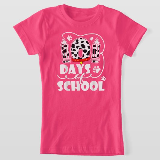 101 Days Of School Dalmatian Dog 100 Days Smarter Tシャツ (レイダウン)