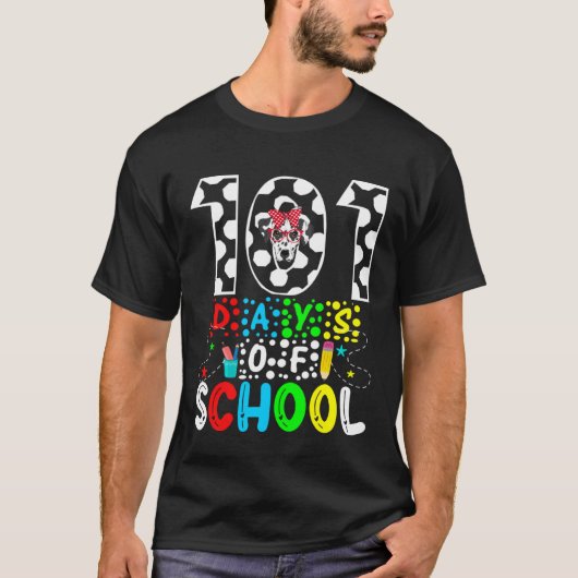 101 Days of School Dalmatian Dog Fuuny 100th Day o Tシャツ (正面)