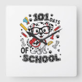 101 Days of School Dalmatian Puppy スクエア壁時計 (正面)
