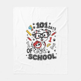 101 Days of School Dalmatian Puppy フリースブランケット