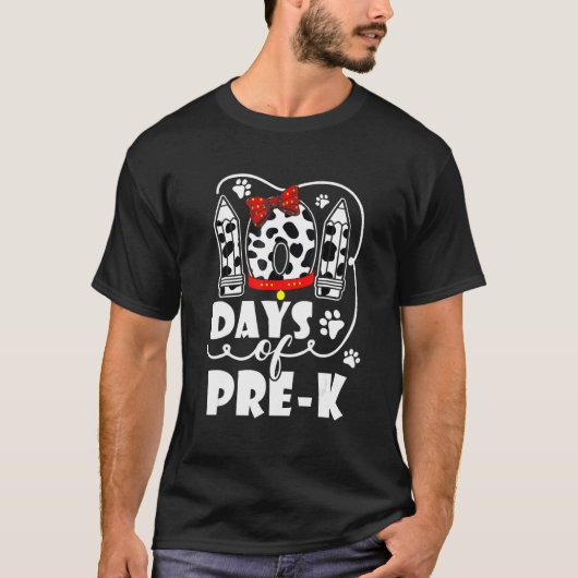 101 Days School Pre K Dog 100 Days Smarter Student Tシャツ (正面)