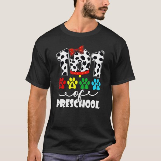 101 Days School Preschool Dog 100 Days Smarter Stu Tシャツ (正面)