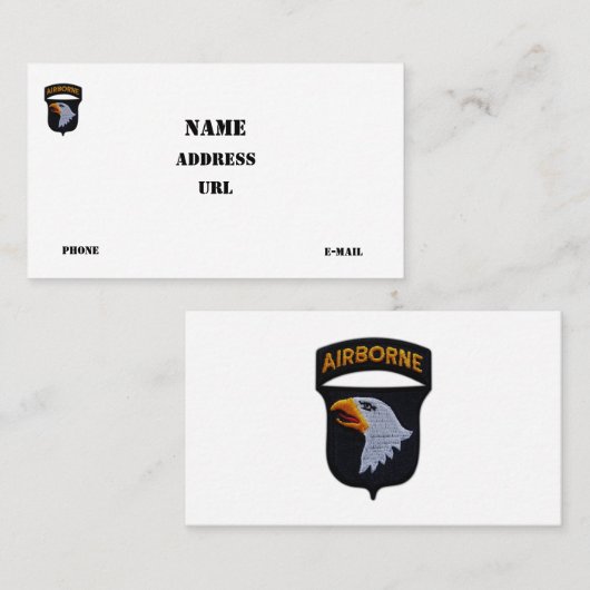 101stイーグルスの獣医を叫ぶABNの空挺師団 名刺 (正面/裏面)