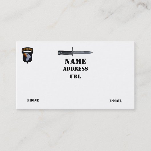 101stイーグルスを叫ぶABN DIVの空挺師団 名刺 (正面)