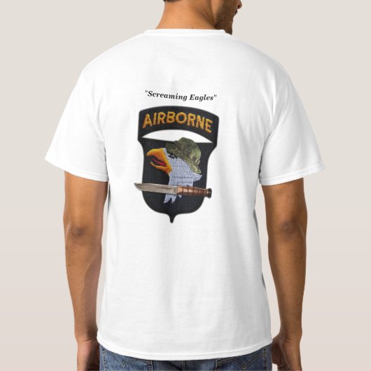 101st空挺師団パッチのわめくワシ tシャツ (裏面)