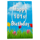 101st誕生日チューリップミディアム抱き枕 ミディアムペーパーバッグ (正面)