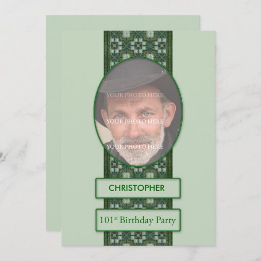 101st誕生日パーティーへの招待写真と 招待状 (正面/裏面)