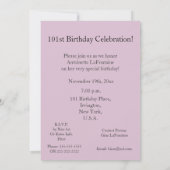 101st誕生祝い! -かわいらしいピンクの花 招待状 (裏面)