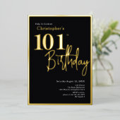 101st Birthday Invitation Modern Gold Foil 箔招待状 (立ち正面)