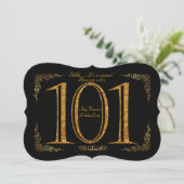 101st, Birthday party 101st, Gatsby, black & 金ゴールド 招待状 (スタンド正面)