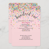 101th誕生日パーティー紙吹雪招待状 招待状 (正面/裏面)