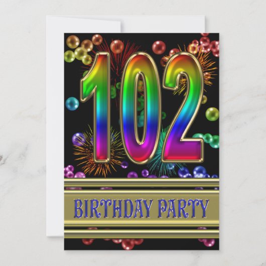 102回目の誕生日パーティーの招待（バブル） 招待状 (正面)