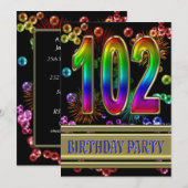 102回目の誕生日パーティーの招待（バブル） 招待状 (正面/裏面)
