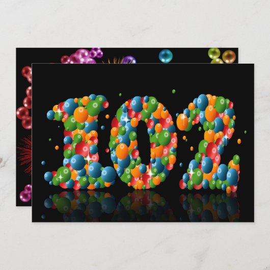 102回目の誕生日パーティー、バブルとボール 招待状 (正面/裏面)