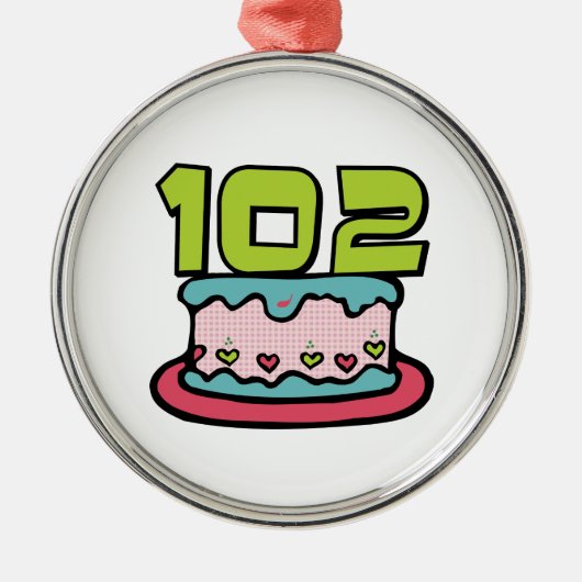 102歳お誕生日ケーキ メタルオーナメント (正面)