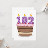 102歳のお誕生日ケーキ カード (正面/裏面インサイチュ)