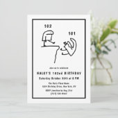 102歳の誕生日おめでとう ユーモア あり 楽しい 誕生日 招待状 (スタンド正面)