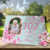 102歳の誕生日カード フローラル シングルフォト カード